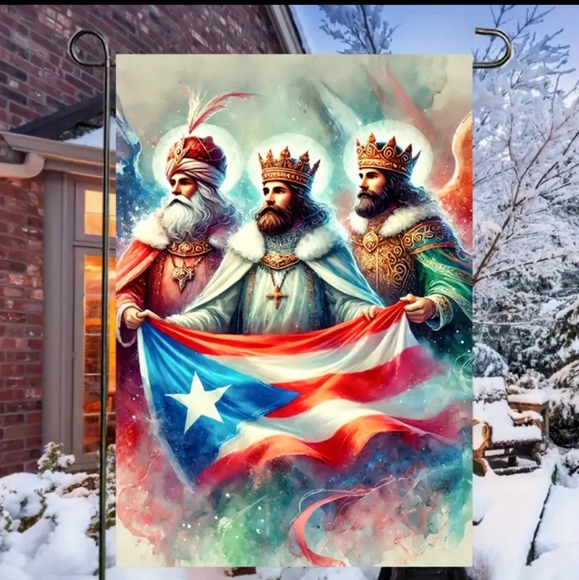 Three Kings & Puerto  Rico Yard Sign Flag NWT 3 Kings Day - Picture 1 of 6